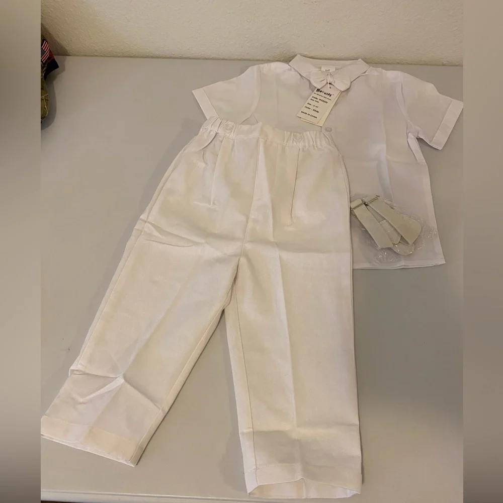 4 Pc.White Boys Baptism Outfit with Bow Tie Size 3-4 T - Picture 2 of 6